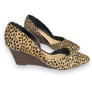 Sole Society | Womens D’Orsay Cheetah Print Fur Wedges | Size 5.5